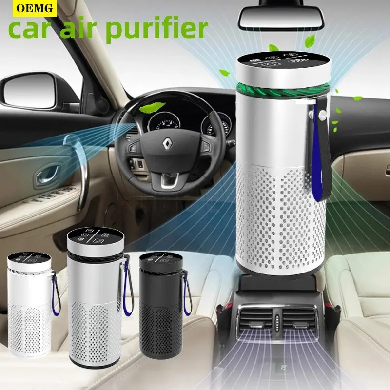 

Negative Ion Car Air Purifier Smoke Dust Removal Deodorization Formaldehyde Removal Odor PM2.5 Temperature Display Purifier