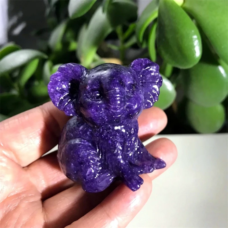 

Koala Figurine Healing Crystal Sculpture Natural Lepidolite Gemstone Statue Reiki Decoration