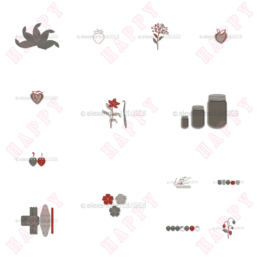 

Metal Cutting Dies Artistic Strawberry and Flower Diary Scrapbook Paper Photo Album Decoration Craft Engraving Making Embossing