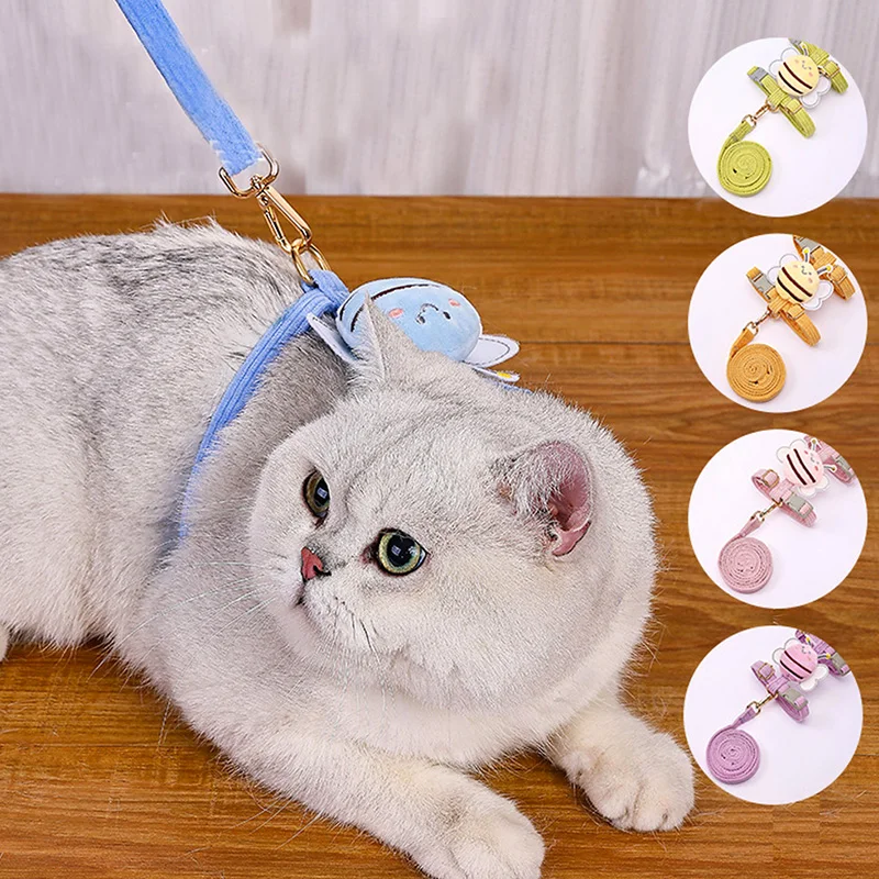 

1PC Cute Cat Leash Necktie Traction Rope Bee Shape Out Walk Pet Harness for Small Medium Dogs Cat Chest Strap Cat Accessories