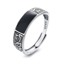 s925 sterling silver euramerican style retro punk pattern hip hop adjustable ring gift fine 925 goth jewelry rings for women