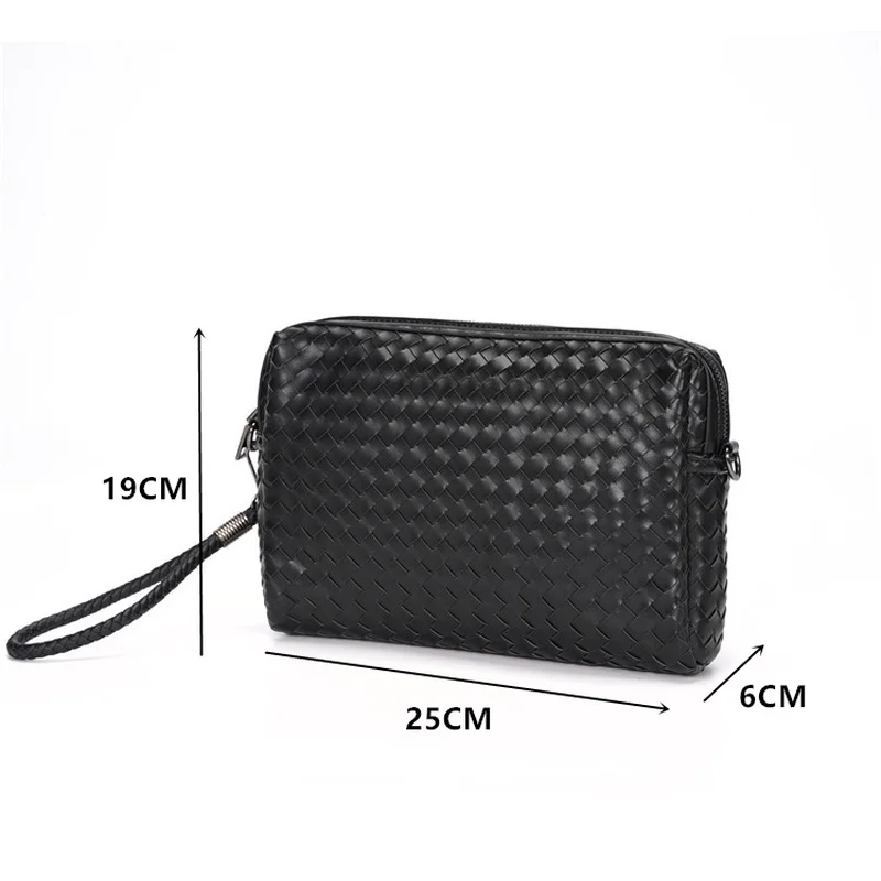 Fashion Woven Leather Messenger Bag Men Brand Designer Crossbody Bag For Men Luxury Soft PU Leather Men's Shoulder Messenger Bag