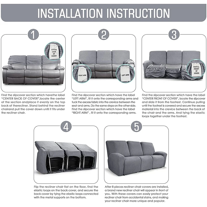 1/2/3 Seater Spandex Recliner Cover Stretch Reclining Sofa Elastic Relax Armchair Couch Slipcover |