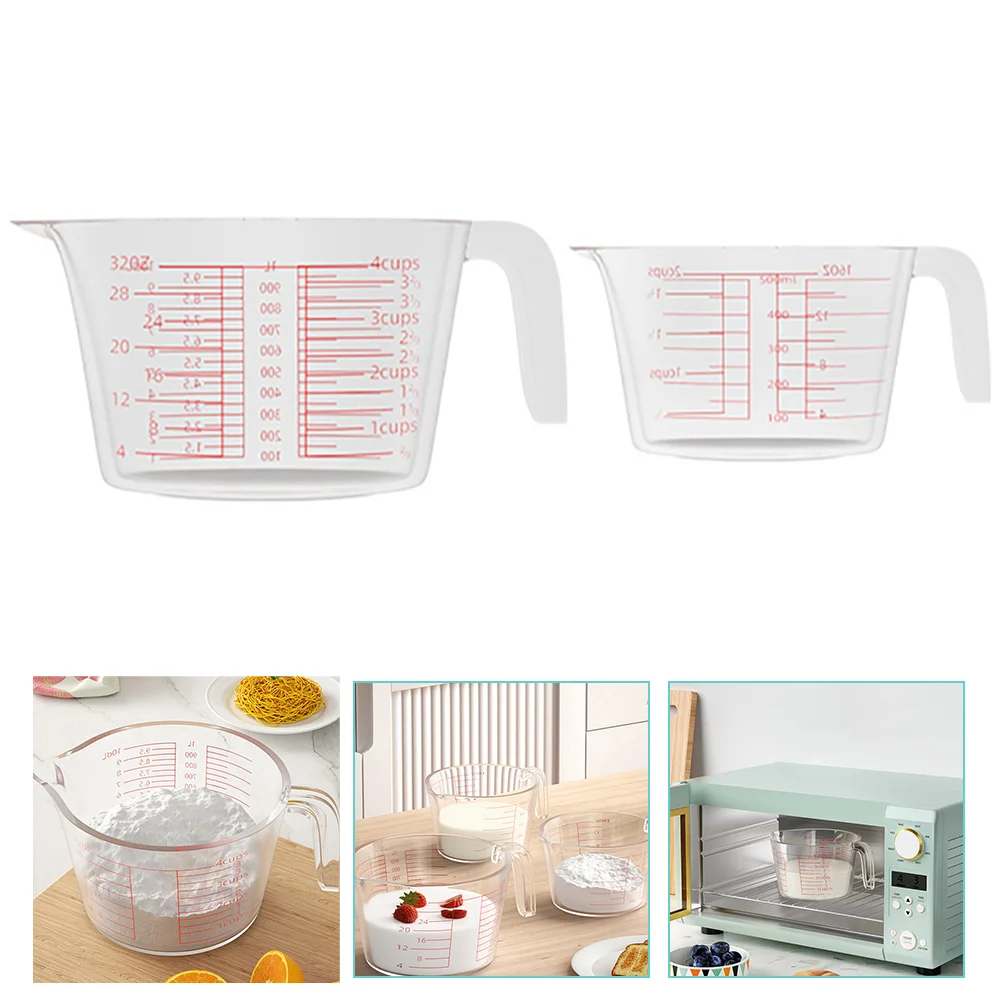 

2pcs Handle Design Practical Measuring Cups Measuring Glass Glass Measuring Cup for Home