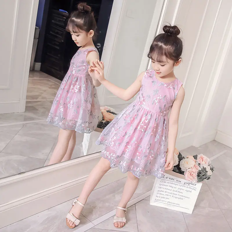 

Summer for Girls Dress Gauze Dress Children's Clothing Princess Fairy Dresses Casual Fashion Embroidered Students 3 7 9 12 Years