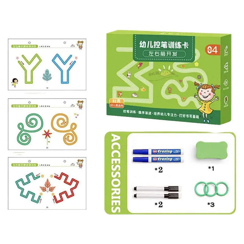 

Reusable Magic Practice Copybook for Kids with Drawing Pens and Eraser Magical Tracing Workbook Set Learning To Write Alphabet