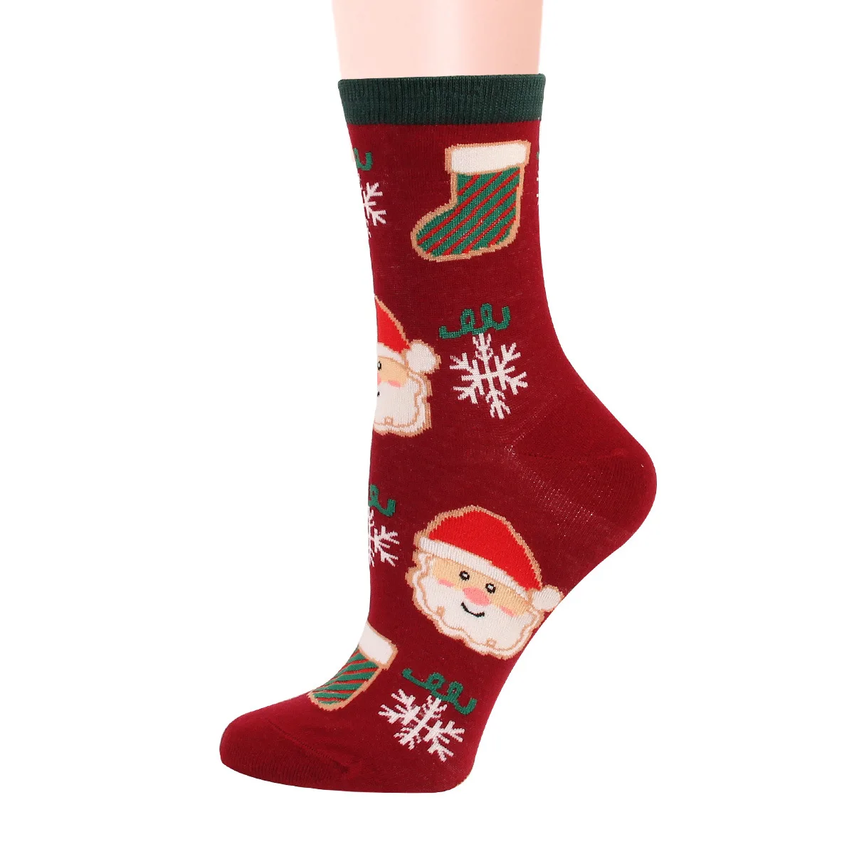 Women's Christmas Socks Cartoon Santa Claus Gift Sweat-absorbing Cute Medium Tube Christmas Gift Women's Socks 12 Pairs