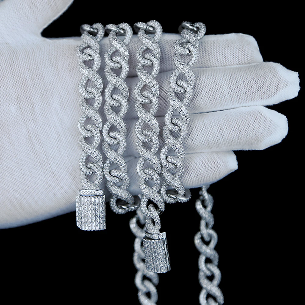 

New Arrived High Qulaity Infinity Symbol Necklace Bling 5A Cubic Zirconia CZ Punk Jewelry with Flip Button ∞ Heavy Cuban Chain