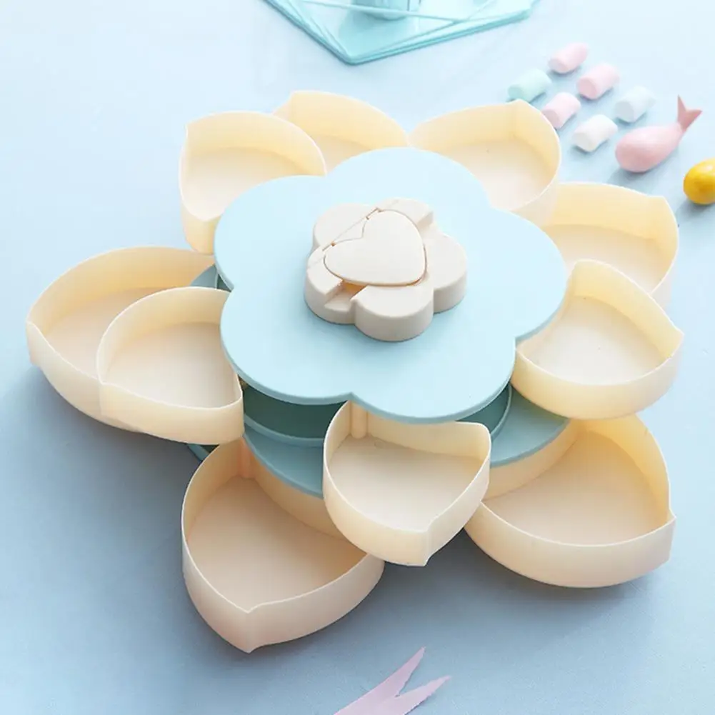 Bottles Jars Boxes Flower-Shaped Fruit Plate Classification Storage Plastic Nut Biscuits Sweets Food Storage Case for Home