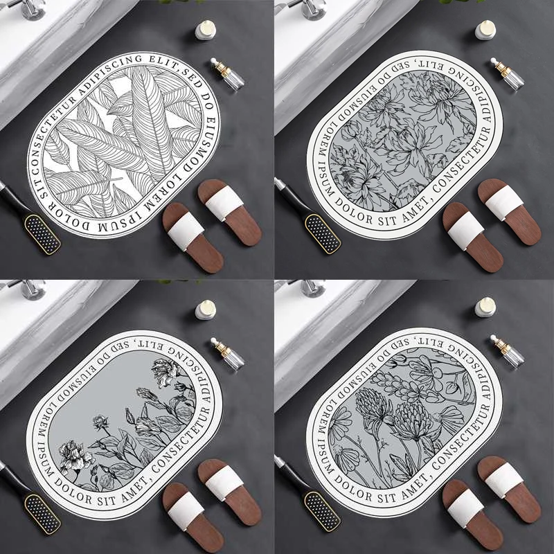 

набор ковриков в ванную ковер безворсовый рогатка Коврик для ванной в стиле INS с тропическими листьями и цветами, Нескользящий Впитывающий ...