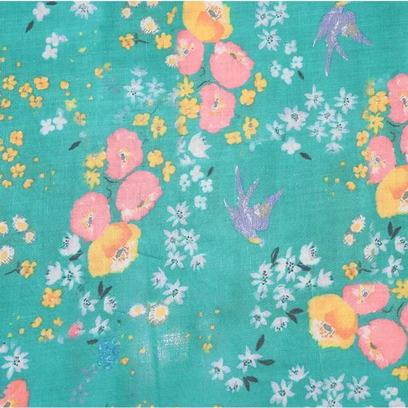 Зеленая Весенняя качественная натуральная льняная ткань из чистого рами летнее