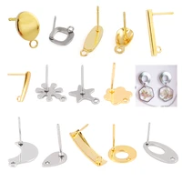 20pcslot hook earring making supplies stainless steel earrings base polygonal stud earring posts diy jewelry making connector