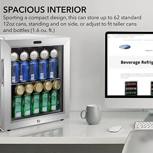 

BR-062WS, 62 Can Capacity Stainless Steel Beverage Refrigerator with Lock, White