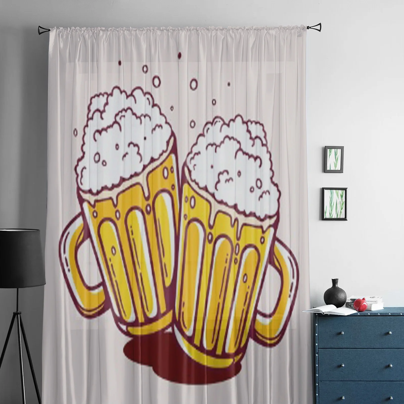 Две кружки для пива тюлевые занавески гостиной спальни детской кухни балкона из