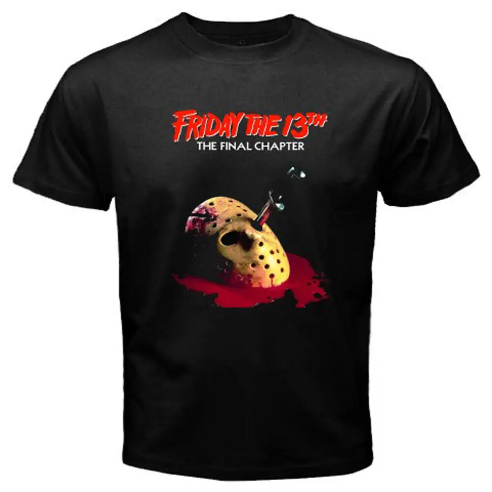 

Friday The 13th Horror Movie Poster Logo Men's Black T-shirt Size S to 3XL