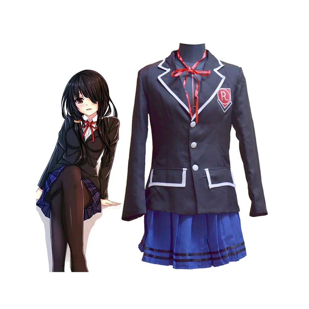 

Anime DATE A LIVE Tokisaki Kurumi Cosplay Costume Uniform Skirt Outfits Halloween Carnival Suit