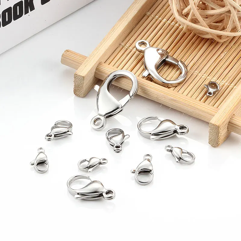 10Pcs/Lot Stainless Steel 9/10/11/12/13/15mm Lobster Clasps Hooks Connector For DIY Jewelry Making Supplies Meterials Accessorie
