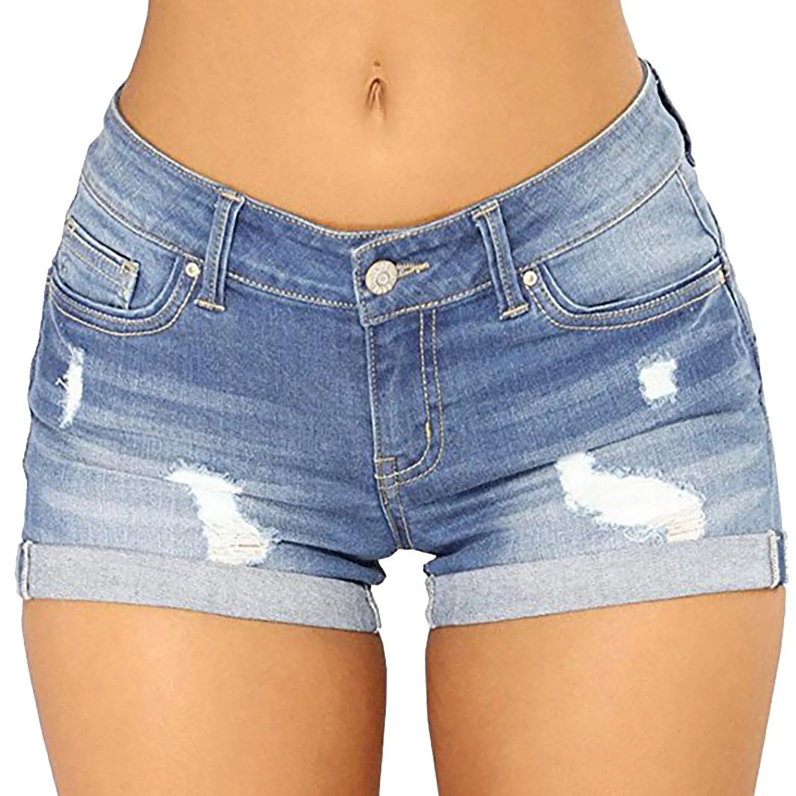 

Running Shorts for Women plus Size Women's Ripped High Waisted Denim Shorts Stretchy Hole Jeans Trousers Vintage Streetwear Pant
