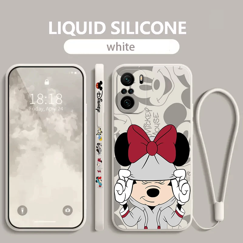 

Disney Mickey Minnie lovers Phone Case For Xiaomi Redmi Note 12 12Pro 11 11S 11T 10S 10 Pro Plus 5G Liquid Left Rope Cover