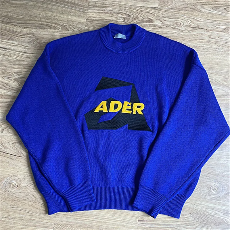 

Logo Embroidery Ader Error Sweaters Men Women Autumn Winter Streetwear Blue Adererror Knitted Pullovers
