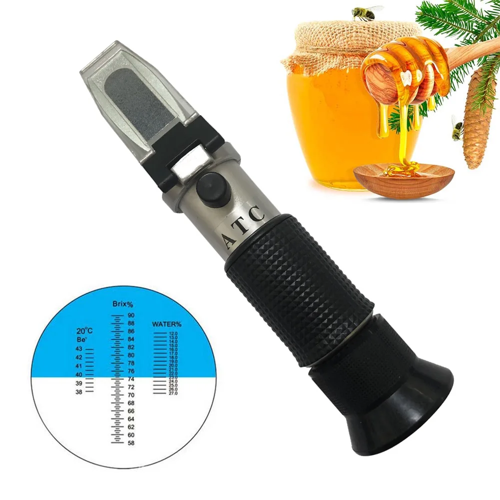 

Tester Fruit Temperature Moisture Solution For Beekeepers With ATC Brix 58-92% Water Sugar Content Handheld Honey Refractometer