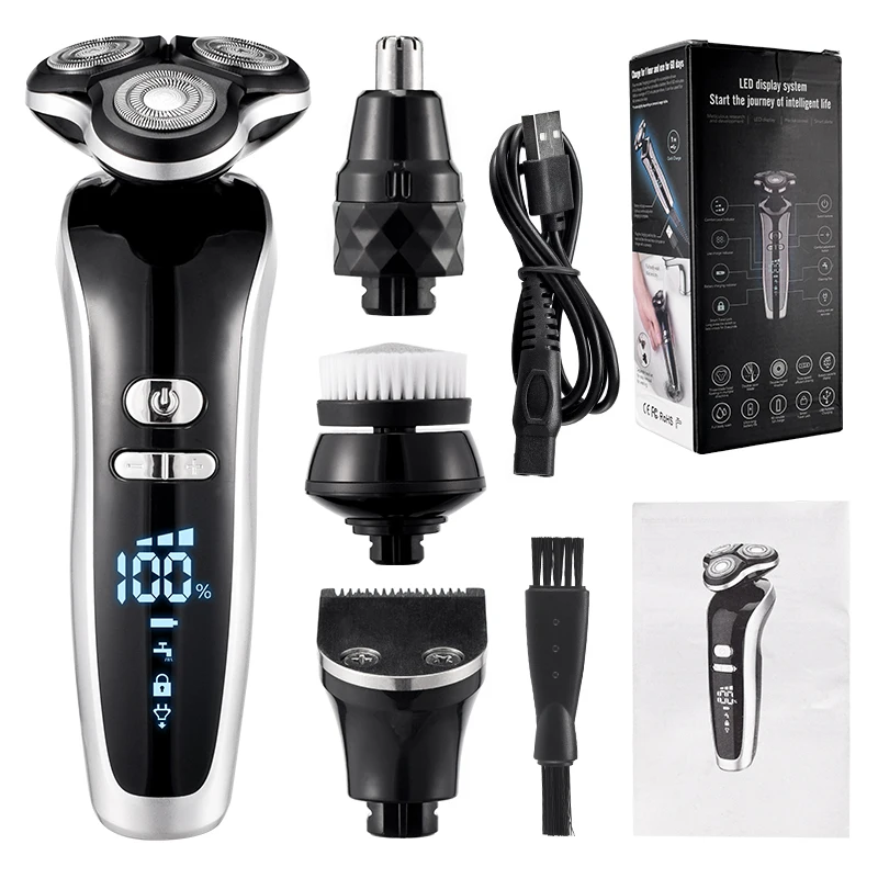 Barbeador elétrico   para homens 4d aparador de barba elétrica usb recarregável profissional aparador de cabelo cortador de cabelo adulto navalha para homens novo