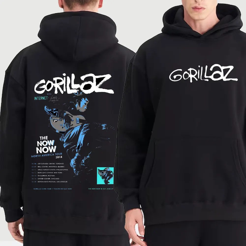 Модная толстовка с капюшоном принтом рок-группы Gorillaz мужская уличная одежда в