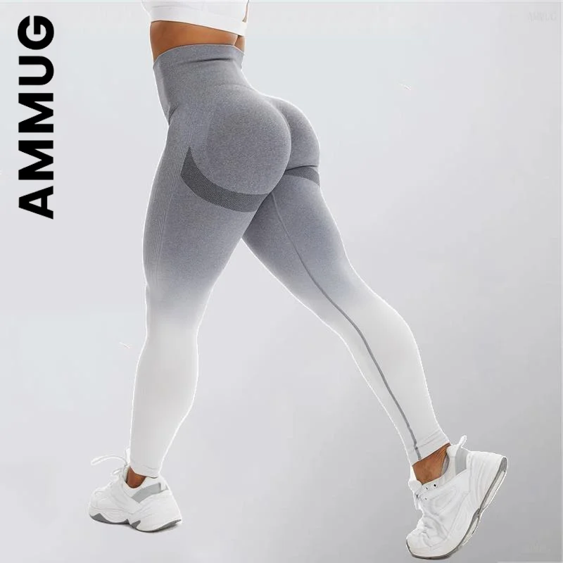 

Ammug Seamless Yoga Pants Smile Contour Workout Gym Legging Women High Waisted Leggings Tummy Control Ruched Fitness Tights