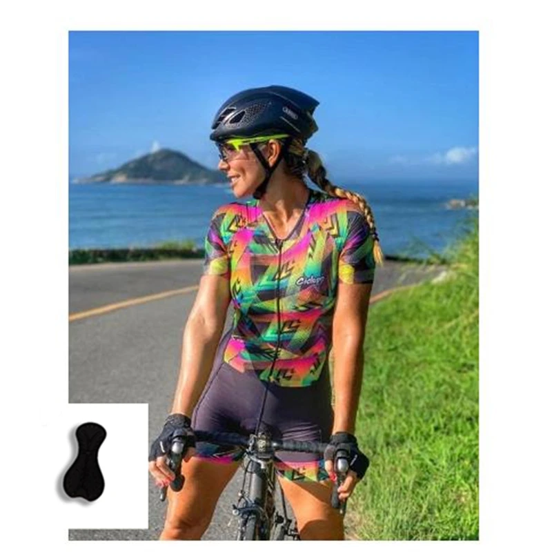 

2022 High Quality Sublimation Pro Woman's Jersey Uniform Custom Cycling Team Cyclist Women Bike Racing Triathlon Jumpsuit Sets