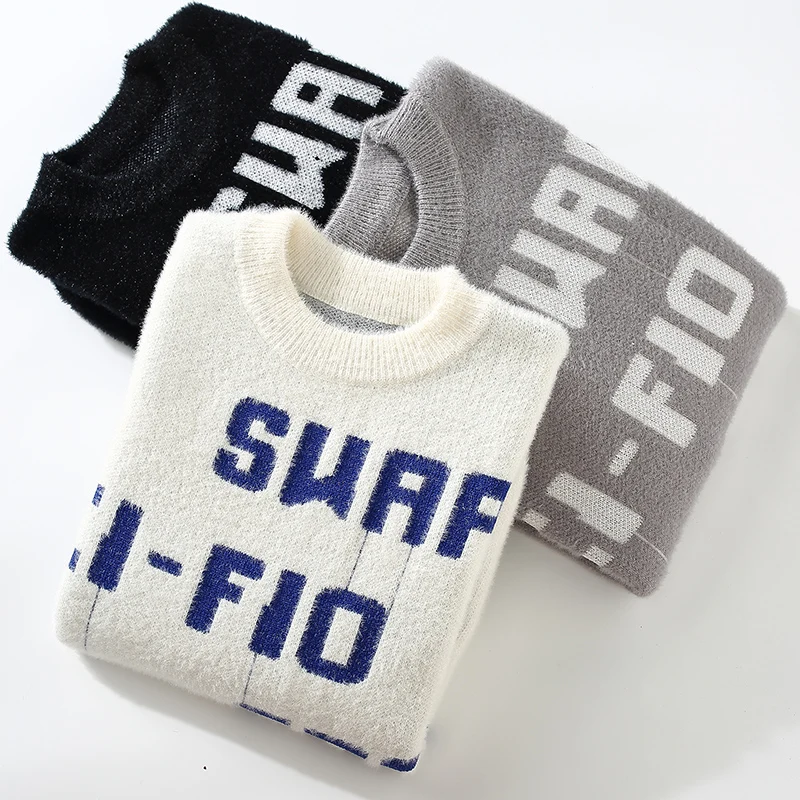 Y2K Clothes Women Hip Pop Knitted Women‘s Sweater Male Letter Printed Streetwear Spring Winter Oversized Casual Pullover Sweater