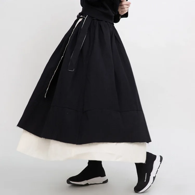 

2022 Skirt Winter New Medium-long Niche Yamamoto Diablo Double-edged Irregular Skirt 1261