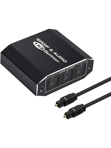 3-сторонний оптический цифровой аудиоразветвитель Spdif Toslink из алюминиевого сплава 1x3, оптический разветвитель 1 в 3 выхода, поддержка DTS AC3