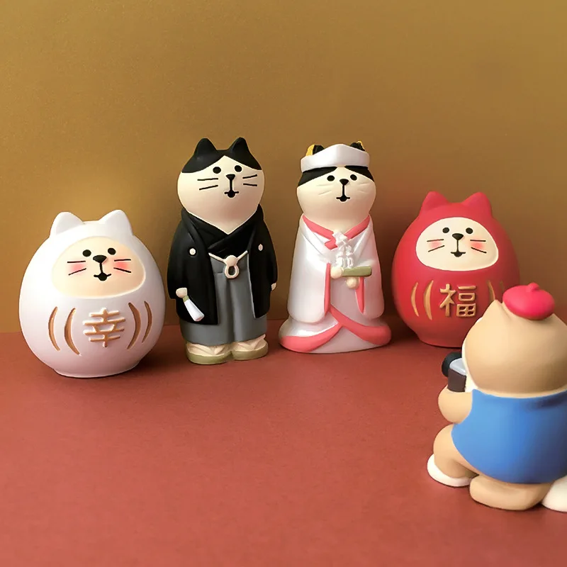 Японские Мультяшные миниатюрные фигурки милый кот жених невеста дизайнерская