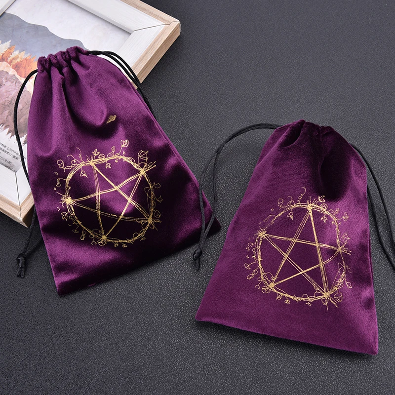 

1pc Velvet Pentagram Tarot Storage Bag Board Game Cards Embroidery Drawstring Package Witchcraft Supplies For Altar Tarot Bags