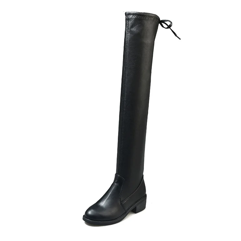 Fashion Over The Knee High Boots Women High Heels Square Toe Party Shoes Woman Tight High Warm Winter Snow Boots Long Shoes
