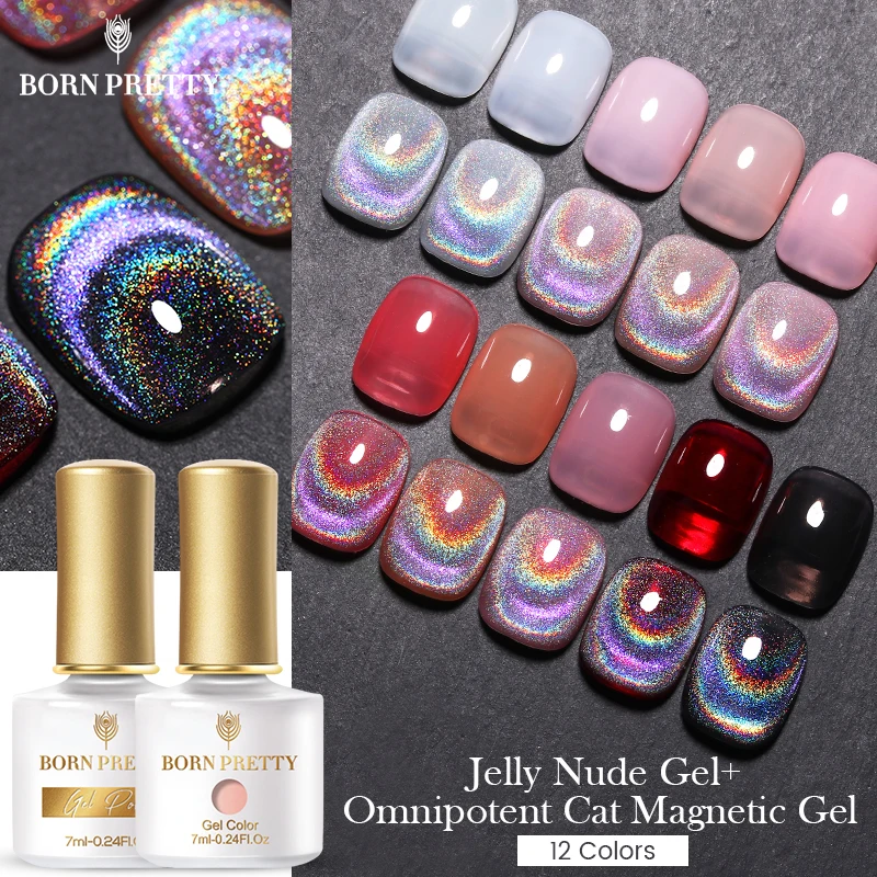 BORN PRETTY 7 мл Радужный голографический кошачий магнитный гель лазерный Блестящий