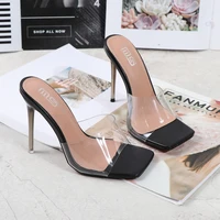 sandals for women 2022 summer new fish mouth pvc sexy ultra high heel shoes versatile korean pure color outside female slippers
