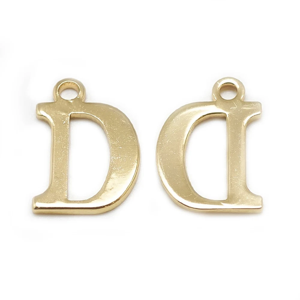 

5 шт латунные подвески с буквой D, позолоченные 18 К, 15,5x10,5x1 мм, отверстие: 1,5 мм