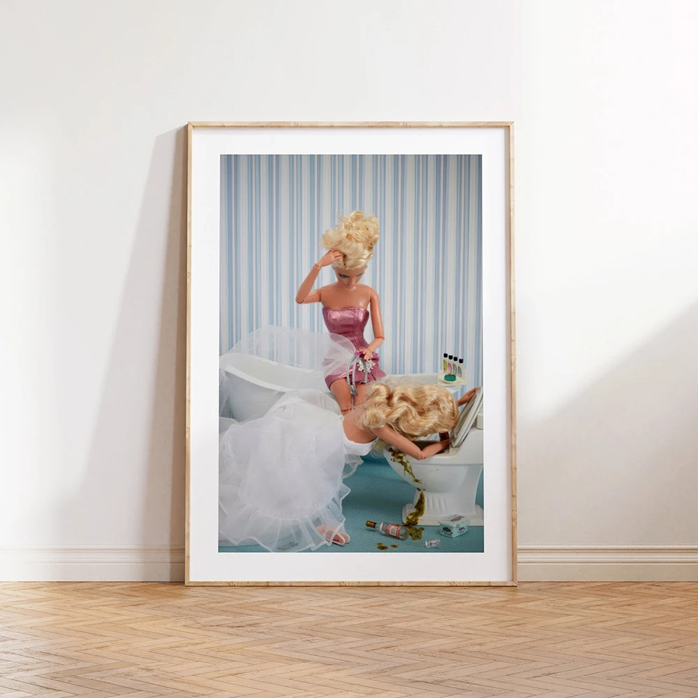 Модные настенные постеры Y2K в стиле преппи розовая Барби девушка Картина на