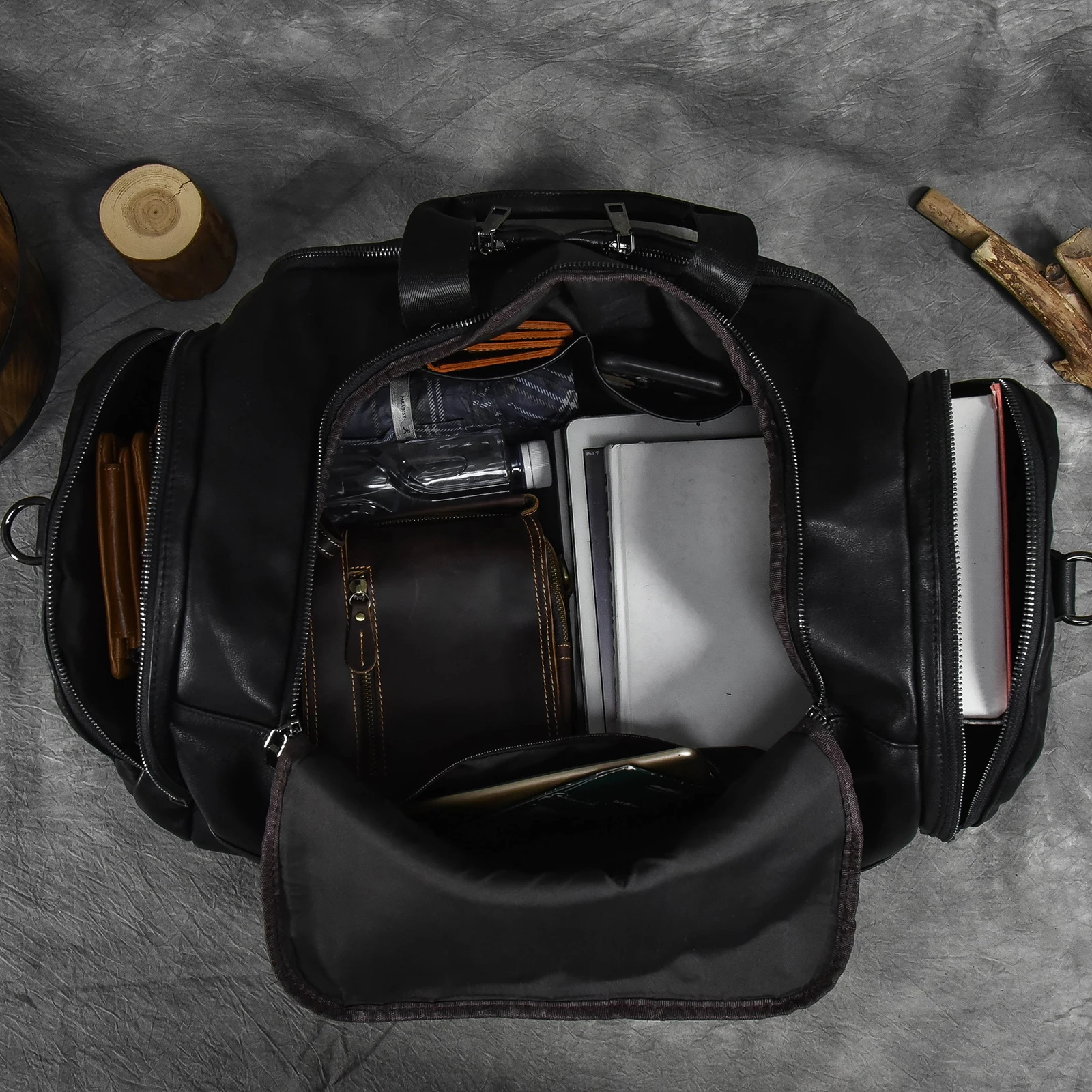 2022 Men Travel Bags Genuine Leather Handbag Luggage Bag For Men Cowhide Shoulder Messenger Bag Luxury Black Business Travel Bag