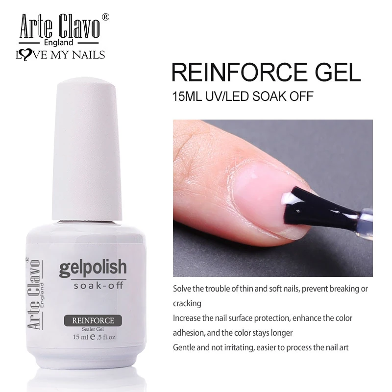 

Arte Clavo 15ml UV Base Coat Gel Enhancer Varnish Nail Gel Polish Soak off Matte Top Coat Glossy No Wipe Top Coat Reinforce Gel