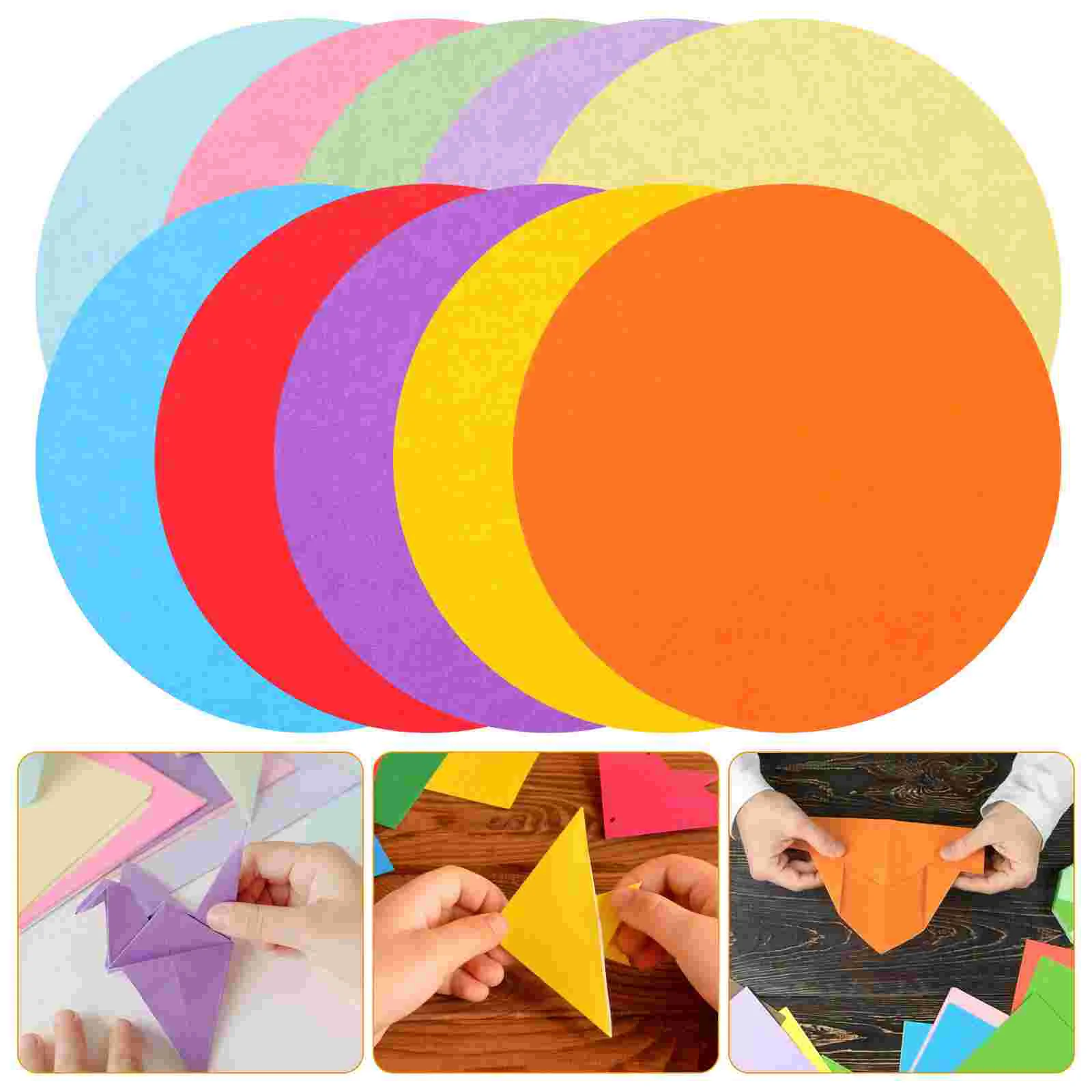 

100 листов декоративной складной бумаги, цветная круглая бумага, материал «сделай сам», Детские крафт-бумажные листы