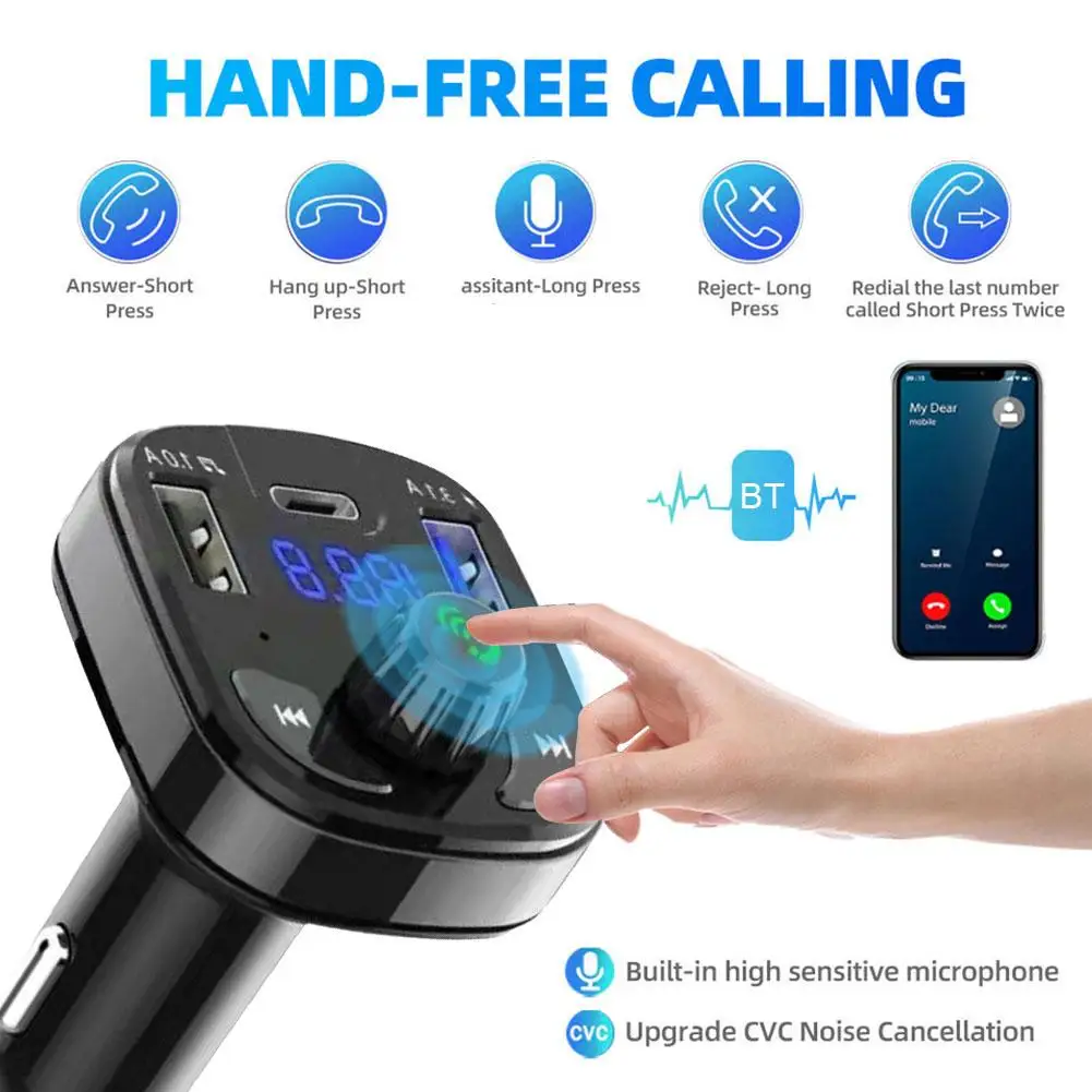 

FM-трансмиттер автомобильный с Bluetooth и USB-портом, а