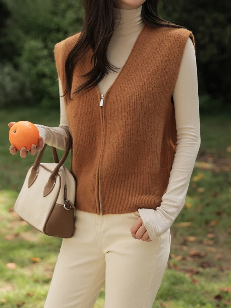 Bailuoɺn вязаный кардиган без рукавов с v-образным вырезом женский жилет на осень и