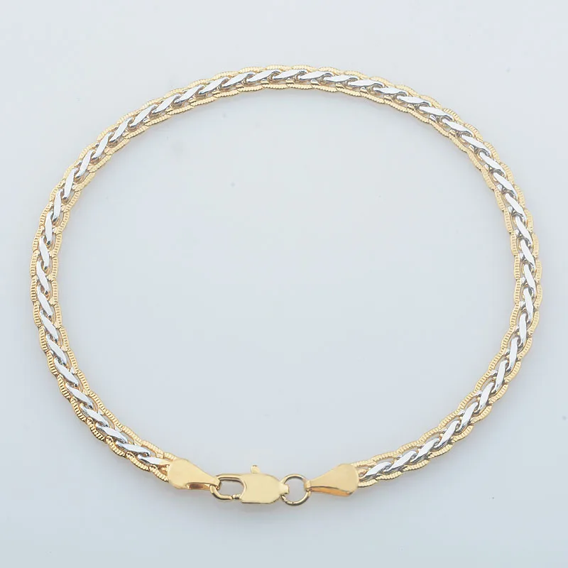 4 мм женский браслет из пшеницы желтого белого золота мужской 23 см 9 дюймов