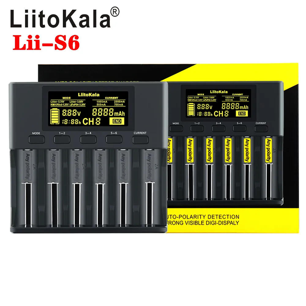 

LiitoKala lii-S6 lii-S2 lii-S4 lii-S8 18650 Battery charger Auto-Polarity Detect For 18650 26650 21700 32650 AA AAA batteries