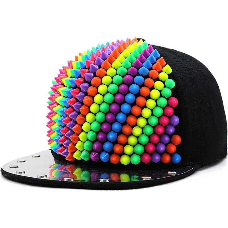

PUNK Adult Hip Hop Rock Full Spike Studs Rivets Snapback Women Caps Men boy Cool Flat Peaked Baseball Hats