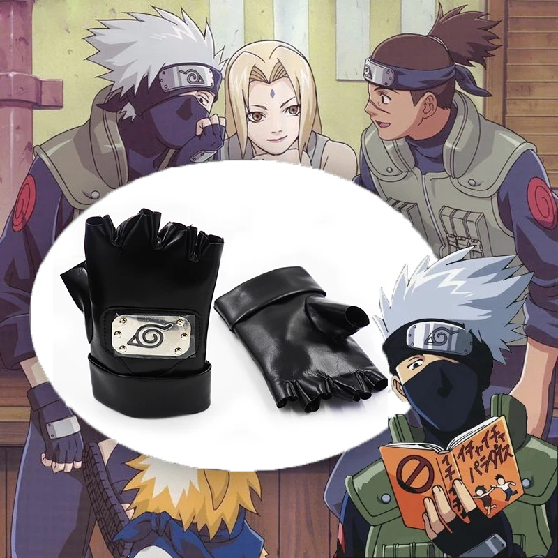 

Anime Uchiha Konoha Logo pu Gloves Cosplay Costumes Accessories Kakashi Mittens Anime apparel Around Props Cotton Luminous