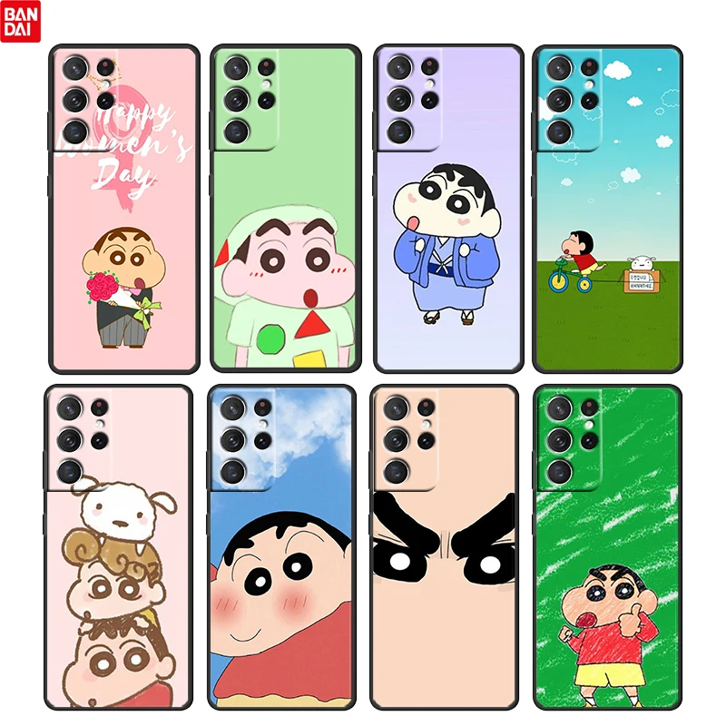 

Crayon Cute Shin chan For Samsung Galaxy S22 S21 S20 Ultra Plus Pro S10 S9 S8 S7 4G 5G Soft TPU Black Phone Case Funda Cover