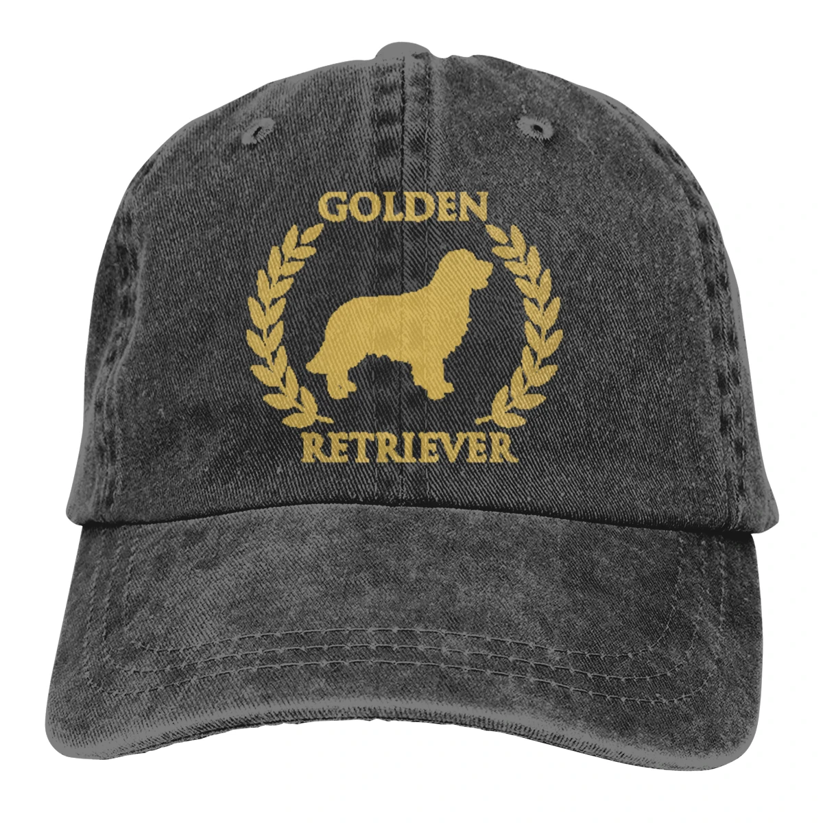

Golden Retriever Adult Denim Sun Hat Classic Vintage Adjustable Baseball Cap